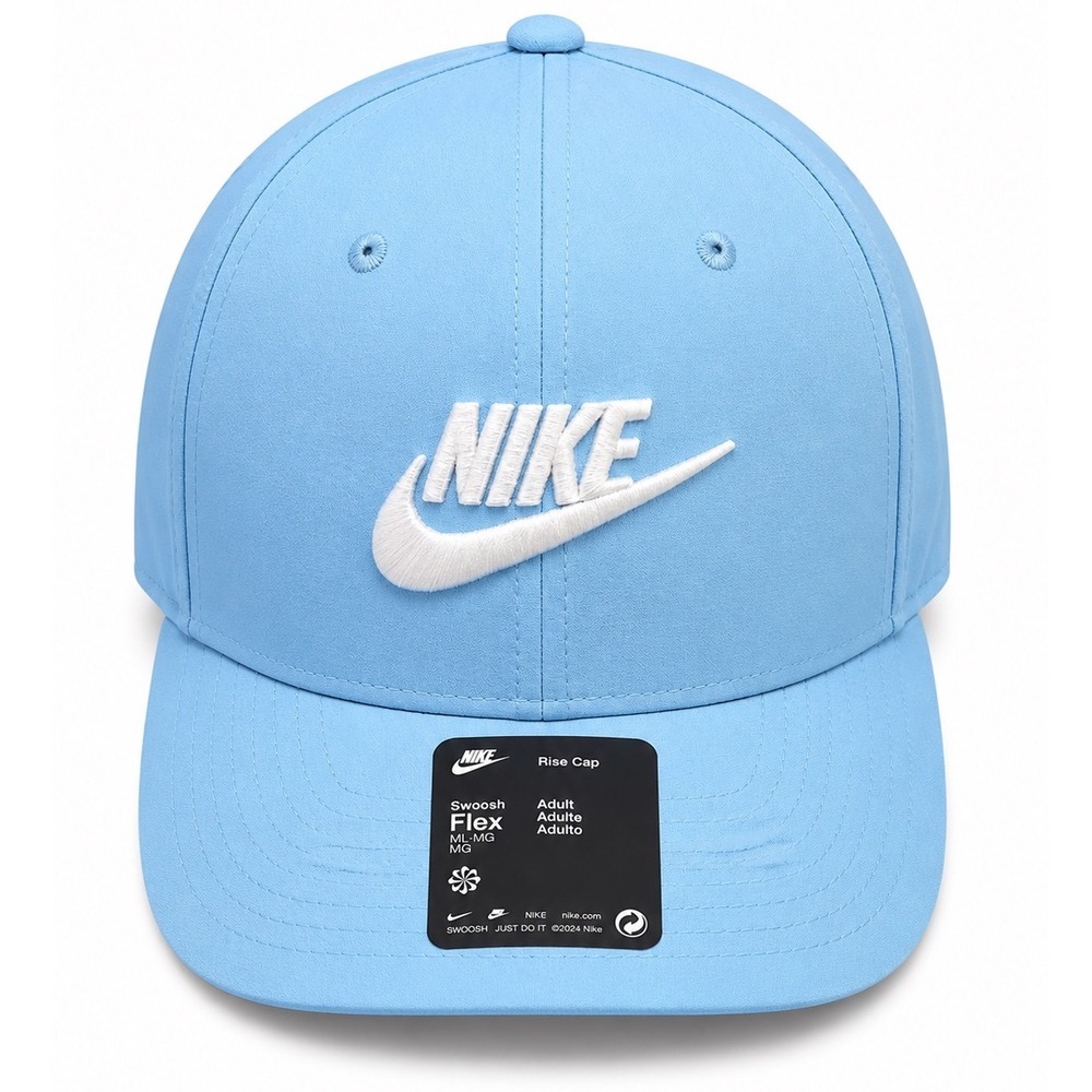 Nike Rise Cap Swoosh Flex Fitted Hat Light Blue FB5377-407 Mens Womens ML NEW